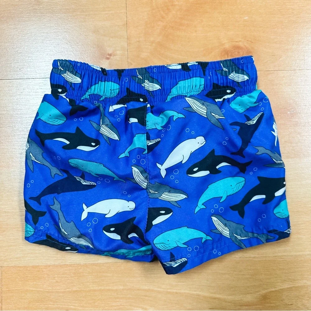 Cat & Jack Blue Whale Graphic Swim Shorts Baby Boys Size 9M